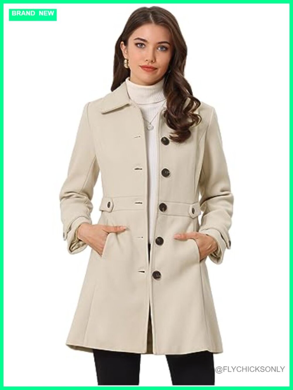 Women's Winter Single Breasted Trench Coat Long Sleeve Pockets Pea Coat